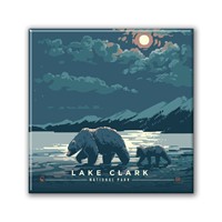 Lake Clark NP Moonlighting Square Magnet