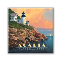 Acadia NP Lighthouse Square Magnet