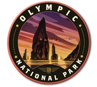 Olympic NP Pelican Sunset Circle Magnet