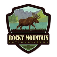 Rocky Mountain NP Moose Emblem Wood Magnet