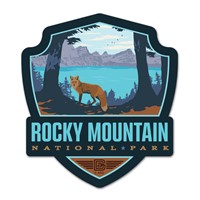 Rocky Mountain NP Fox Emblem Wood Magnet