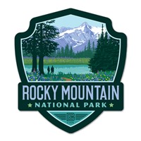 Rocky Mountain NP Wildflowers Emblem Wood Magnet