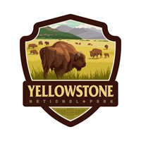Yellowstone NP Bison Herd Small Emblem Sticker