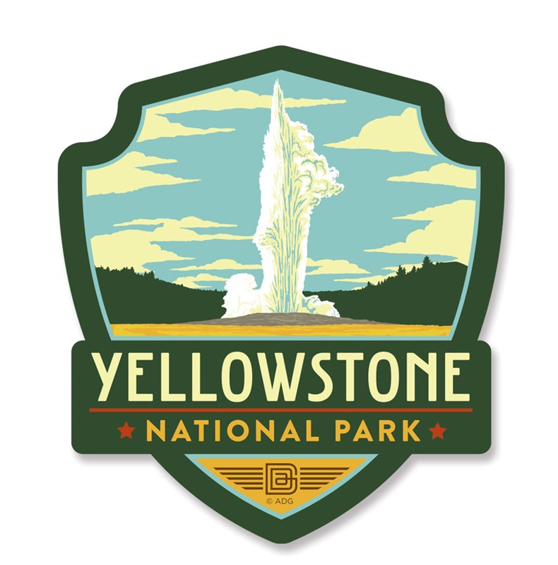 Yellowstone Old Faithful Emblem Wooden Magnet | American Made